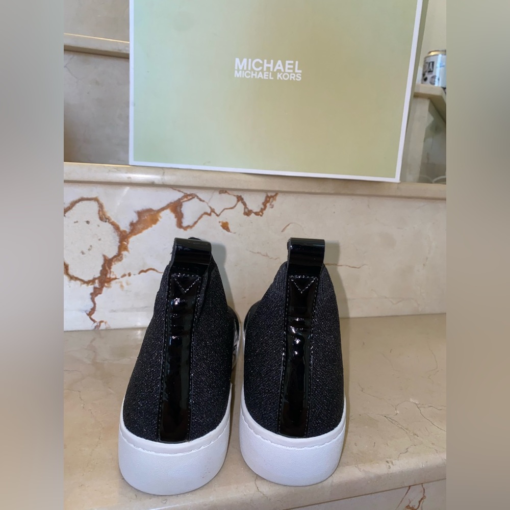 Michael kors GROVER SLIP ON METALLIC STRETCH FABRIC black/ gold size 9.5 women - Picture 6 of 7